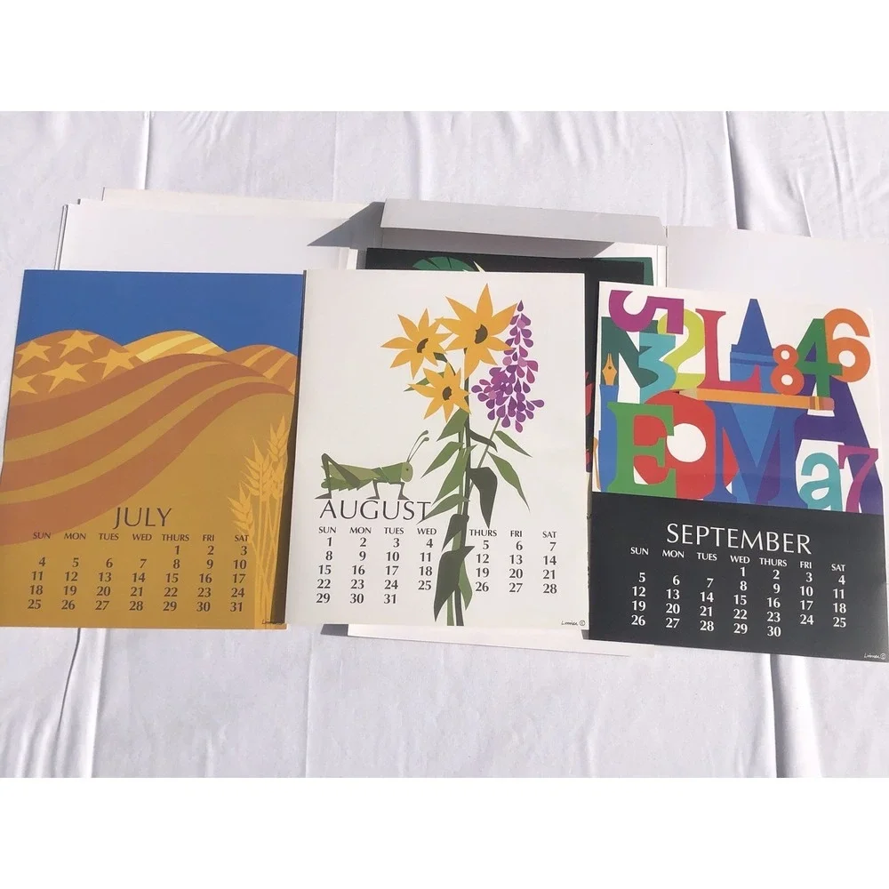 LINNEA POSTER CALENDAR for year 1993 - Complete Can Be Reused 2027 2038 2049